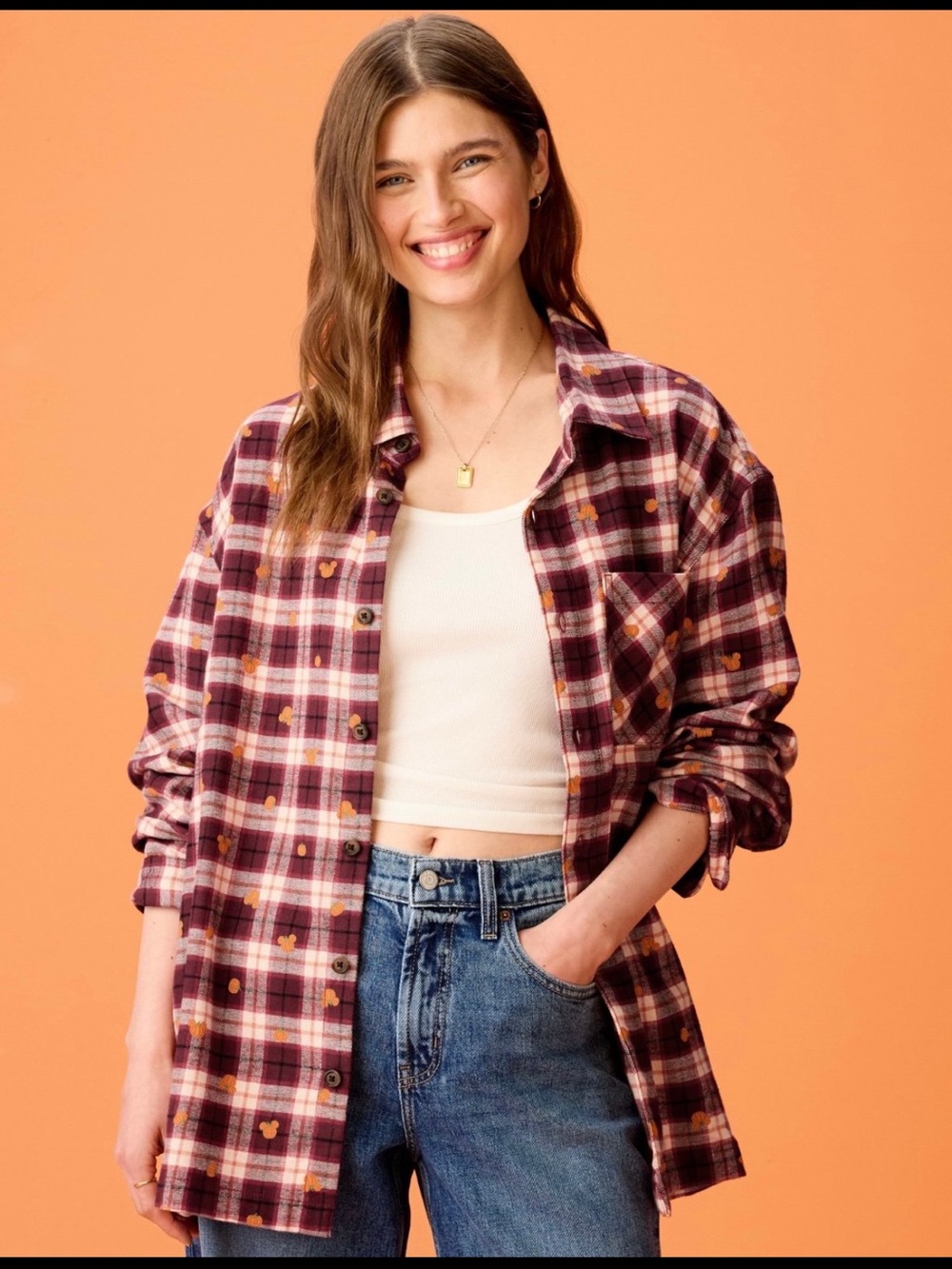 Disney Mickey Mouse Pumpkin Flannel Shirt